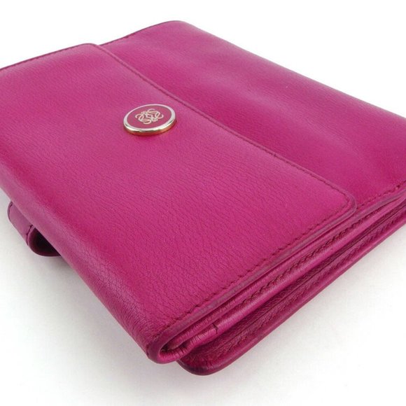 LOEWE W hook purse anagram button pink leather Authentic used - Picture 3 of 9
